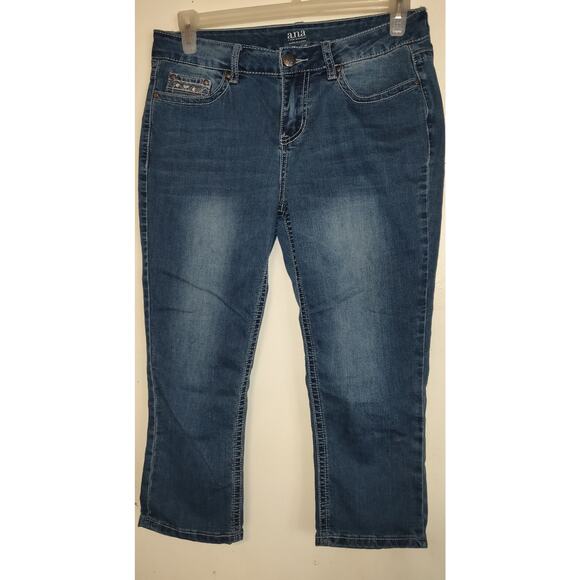 ANA Blue Denim Capris Jeans Women's SIZE 8 BLING Y2K Rhinestones Embellished 8 - Picture 3 of 14